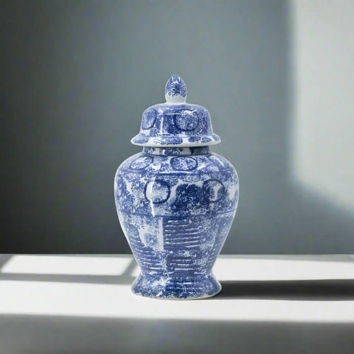 Zaro Vintage Blue White Ceramic Jar
