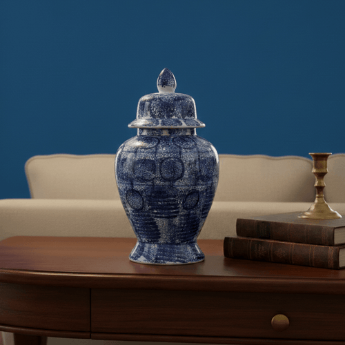 Zaro Vintage Blue White Ceramic Jar