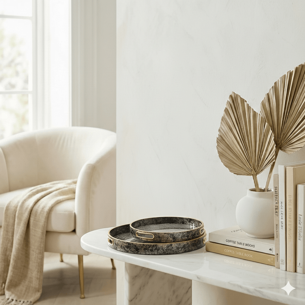 Zebra Print Round Glass Serving Tray Set
