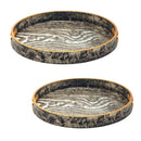 Zebra Print Round Glass Serving Tray Set