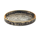 Zebra Print Round Glass Serving Tray Set