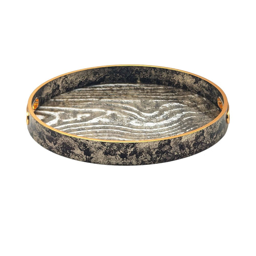 Zebra Print Round Glass Serving Tray Set