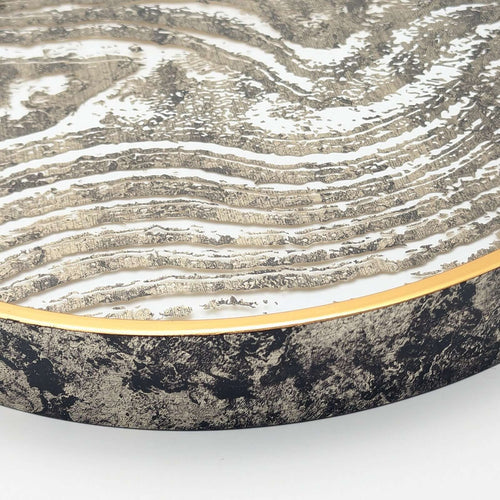 Zebra Print Round Glass Serving Tray Set