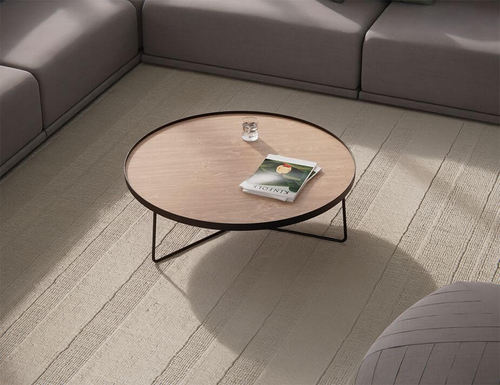 Alora Round Coffee Table Black Modern Oak - Large Luxury Co