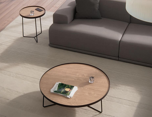 Alora Round Coffee Table Black Modern Oak - Large Luxury Co