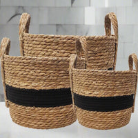 Andrew Striped Storage Hamper - Black/Natural Luxury Co