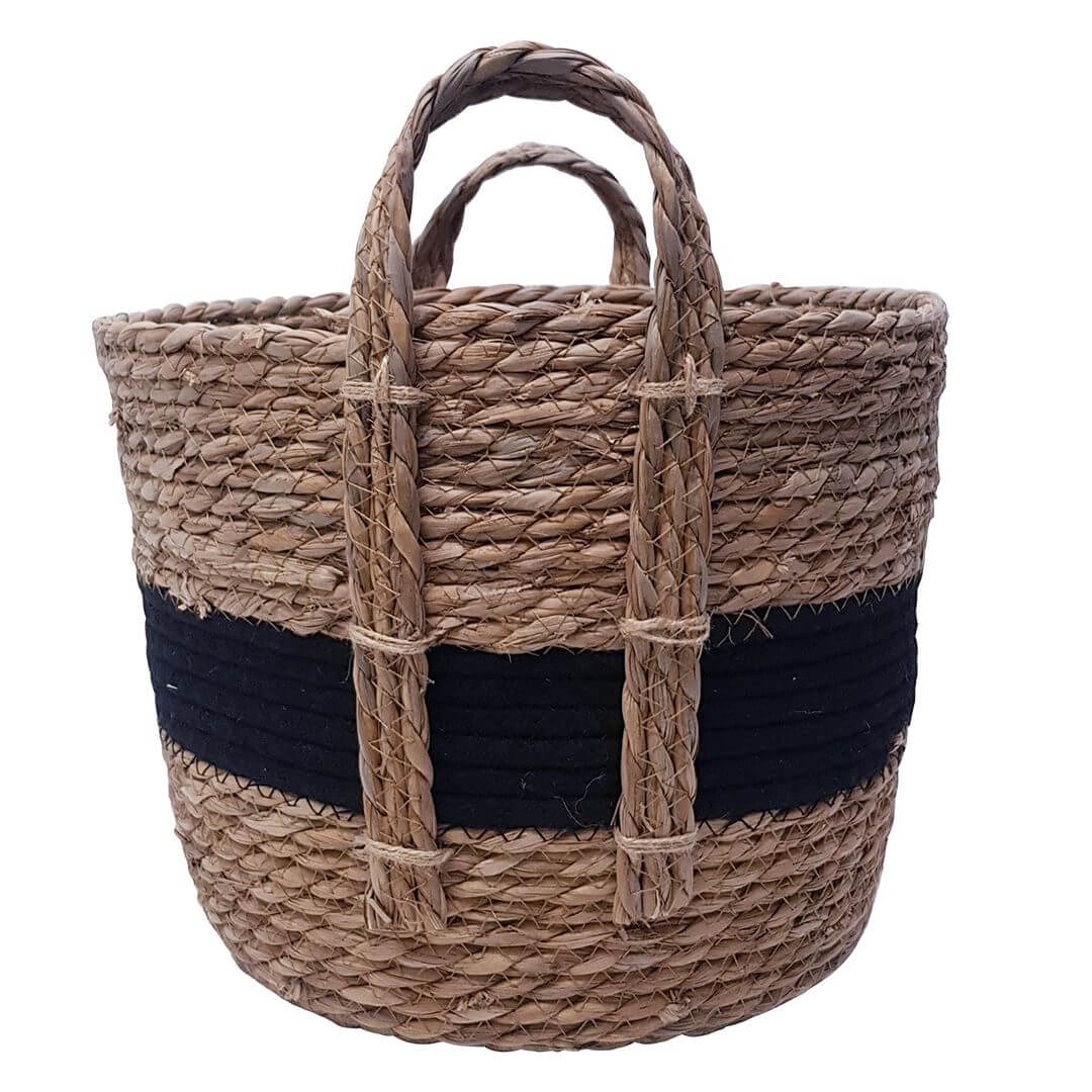 Andrew Striped Storage Hamper - Black/Natural Luxury Co