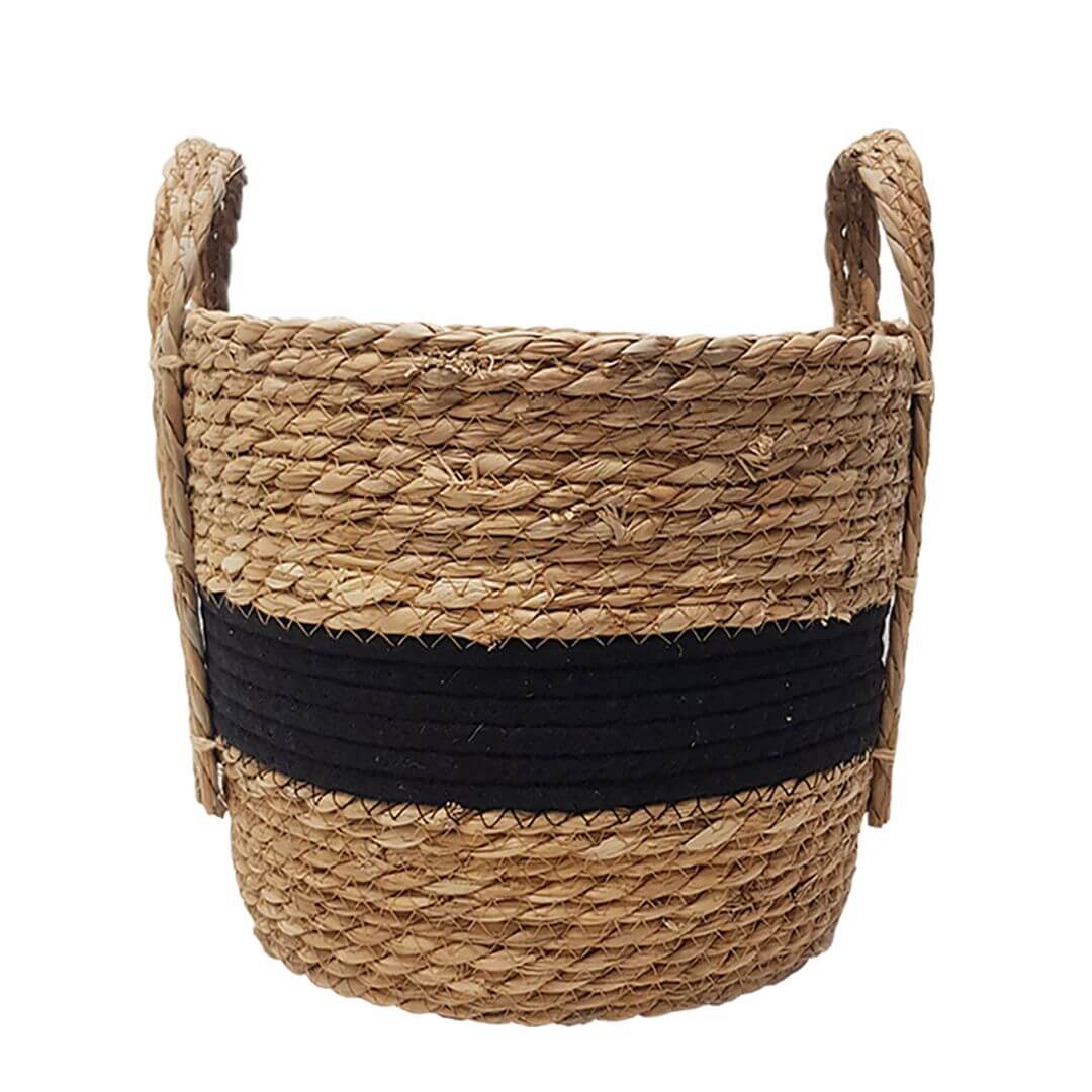 Andrew Striped Storage Hamper - Black/Natural Luxury Co