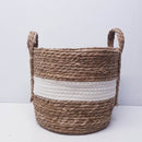 Andrew Striped Storage Hamper - White/Natural Luxury Co