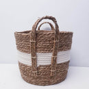 Andrew Striped Storage Hamper - White/Natural Luxury Co