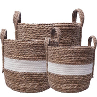 Andrew Striped Storage Hamper - White/Natural Luxury Co
