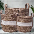 Andrew Striped Storage Hamper - White/Natural Luxury Co