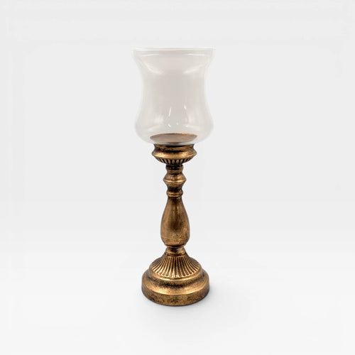 Rustic Gold Metal Pillar Candle Holder - 42.5cm