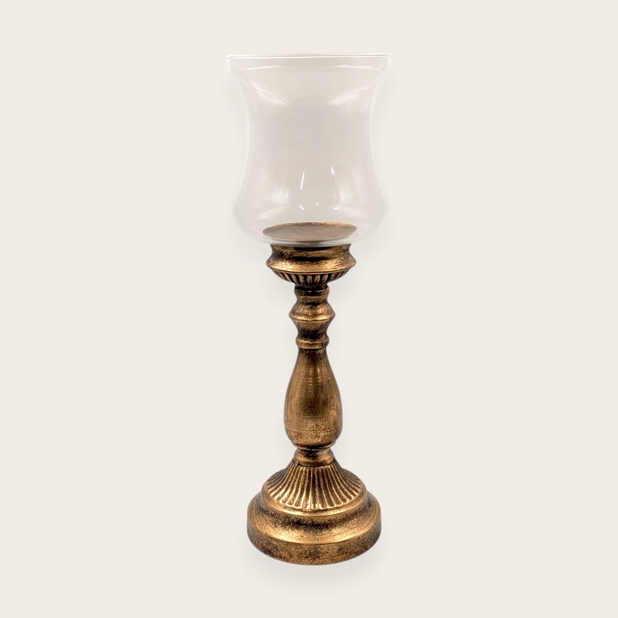 Rustic Gold Metal Pillar Candle Holder - 42.5cm