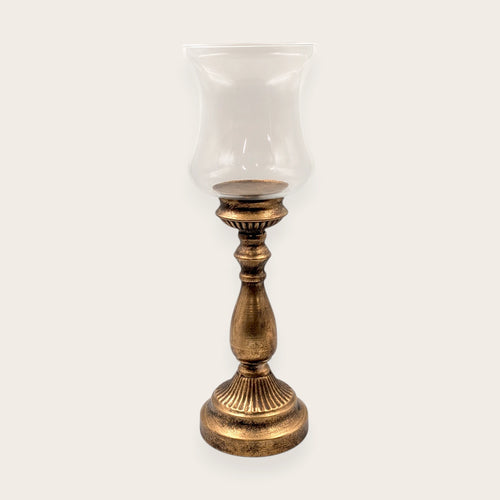 Rustic Gold Metal Pillar Candle Holder - 42.5cm