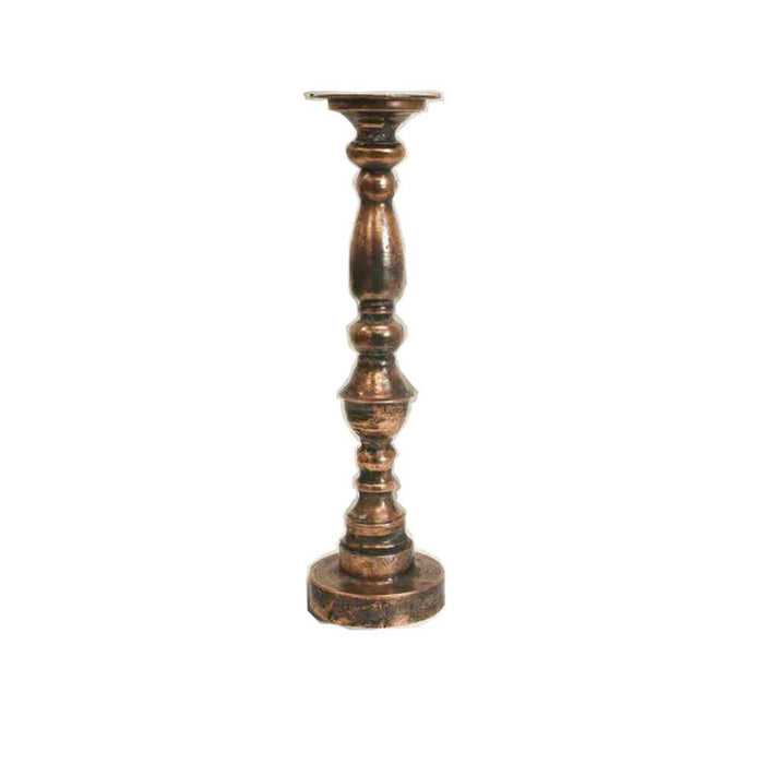 Tall Antique Aged Rustic Gold Metal Candle Holder