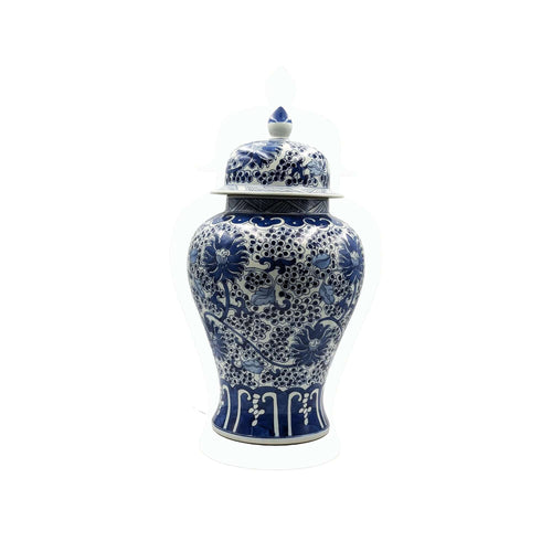 Antique Blue & White Temple Jar with Lid Set Luxury Co