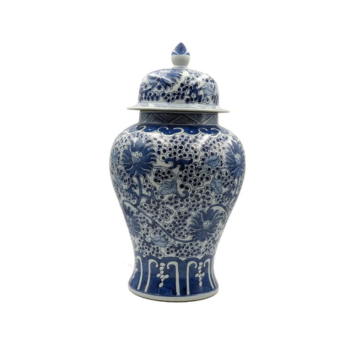 Antique Blue & White Temple Jar with Lid Set Luxury Co