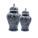 Antique Blue & White Temple Jar with Lid Set Luxury Co