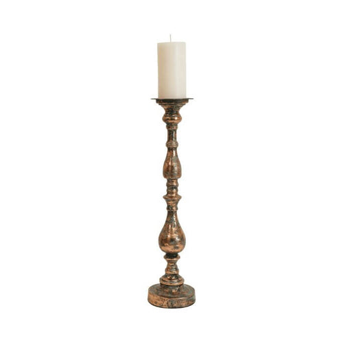 Antique Candle Holder Aged Pillar Rustic Gold - 54cm Luxury Co