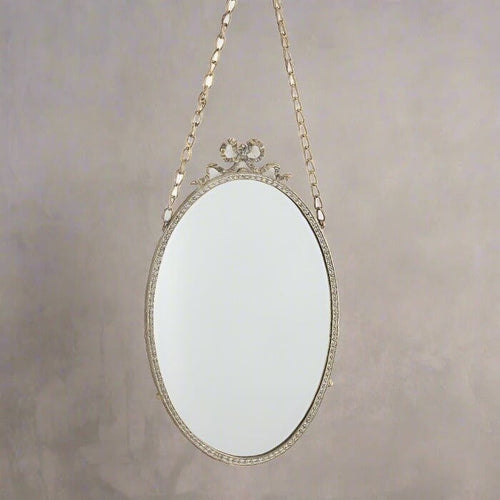 Antique Rustic Gold Oval Hanging Mirror (56cm H) Luxury Co