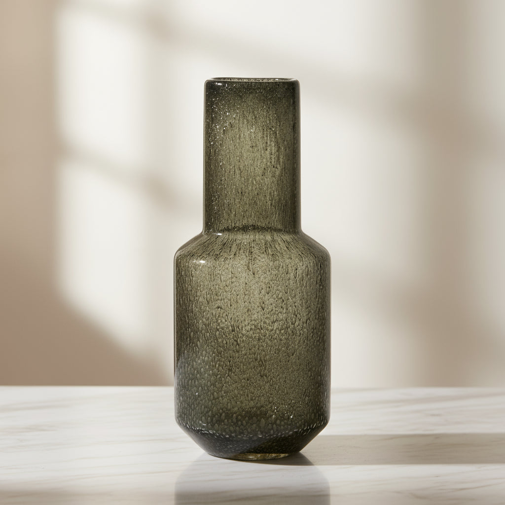 Ara Base Hand Blown Glass Vase - Tall Smoke Grey Classic