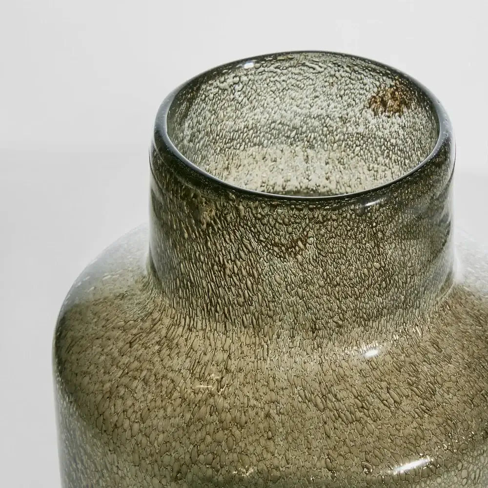 Smoky Grey Glass Vase Ara Short Hand Blown Vase - Smoky Grey