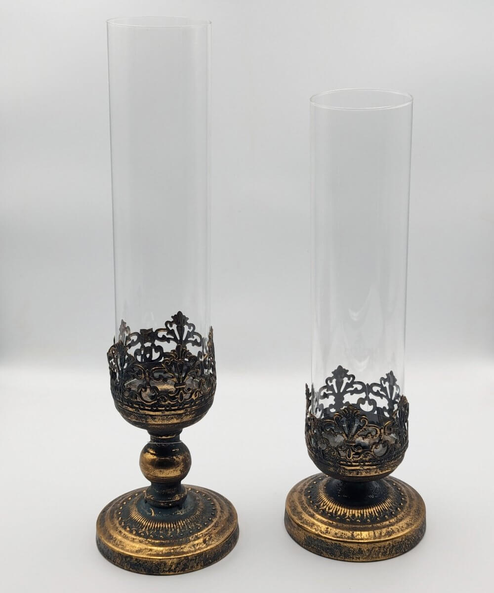 Arabesque Aged Rustic Gold Candle Holder Set Luxury Co