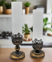 Arabesque Aged Rustic Gold Candle Holder Set Luxury Co