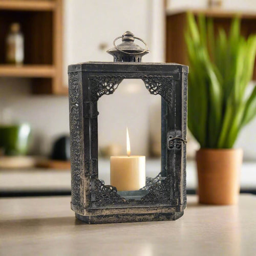 Arabesque Lantern Aged Rustic Gold Candle Holder Luxury Co
