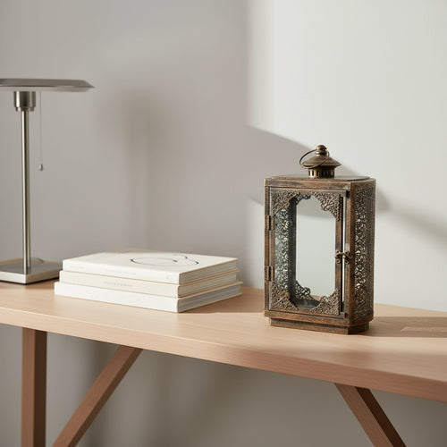 Arabesque Lantern Aged Rustic Gold Candle Holder Luxury Co