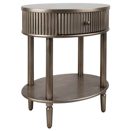 Arielle Art Deco Oval Bedside Table Antique Gold Finish Luxury Co