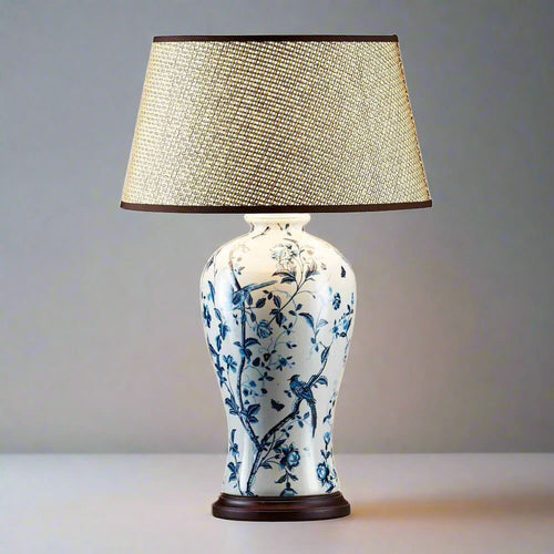 Ashleigh Ceramic Table Lamp Base White/Blue Luxury Co