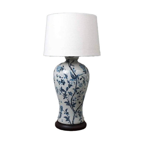 Ashleigh Ceramic Table Lamp Base White/Blue Luxury Co