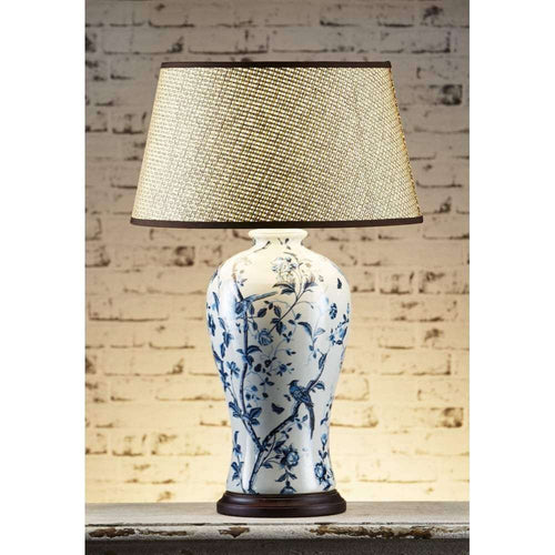 Ashleigh Ceramic Table Lamp Base White/Blue Luxury Co