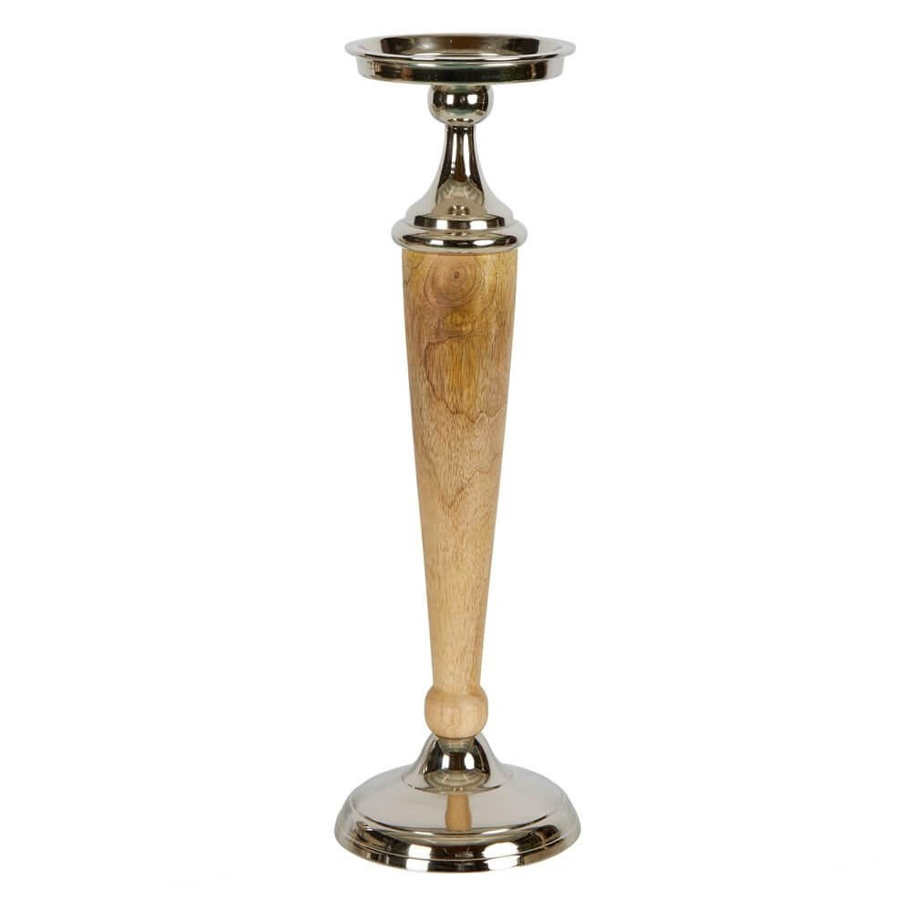 Atlas Candle Holder Large Aluminium & Wood Candle Stick Holder