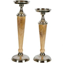 Atlas Candle Holder Wood/Aluminium Candle Stick Holder Set