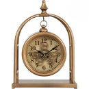 Basil Bedside Table Exposed Gear Movement Clock Gold - Luxury Co