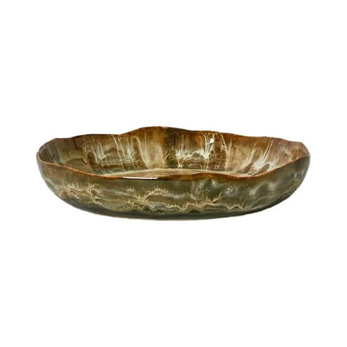 Belia Decorative Platter Brown Stoneware Small Luxury Co