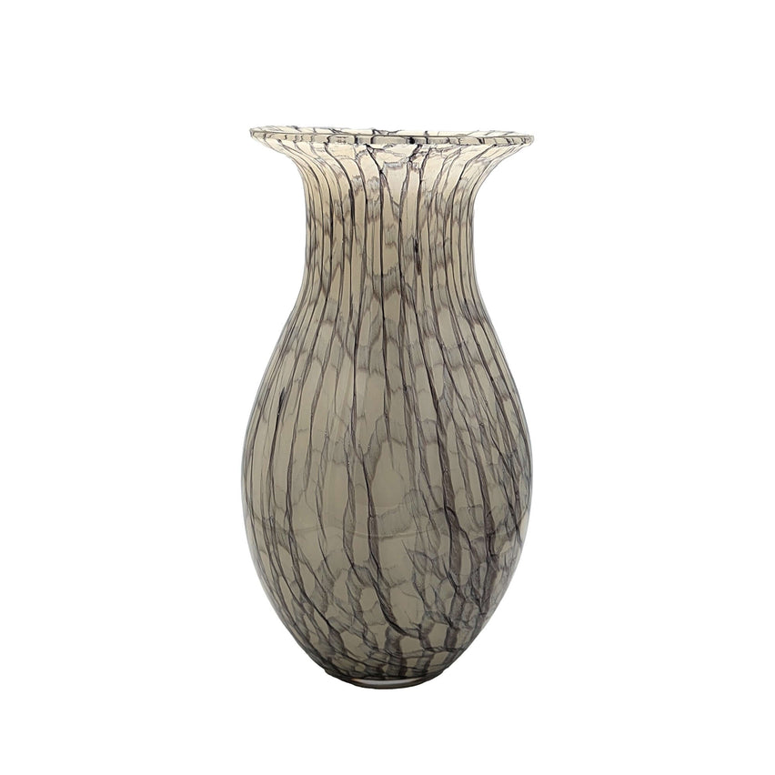 Bella Hand-Blown Glass Vase Grey Black