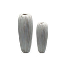 Brown Polyresin Linear Textured Vase Set Luxury Co