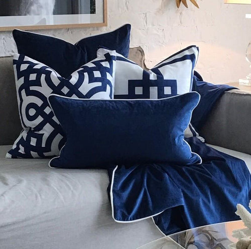 Byron Navy Velvet Cushion Cover 50x50 cm Luxury Co