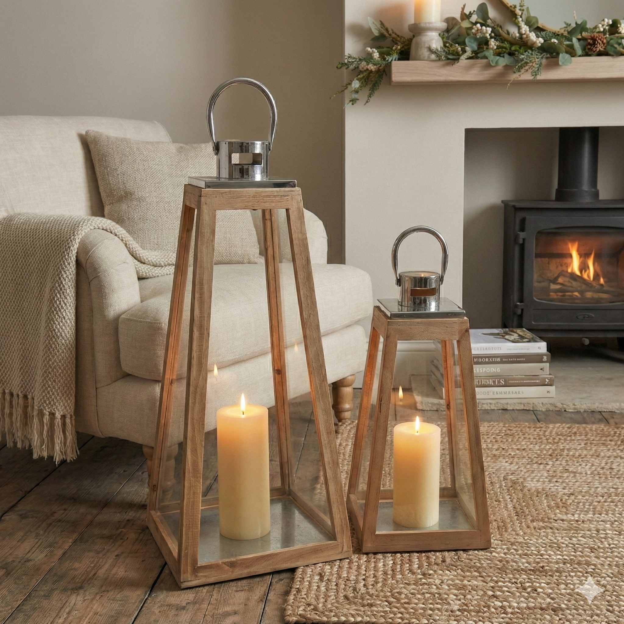 Pyramid Large Candle Lantern Indoor Set