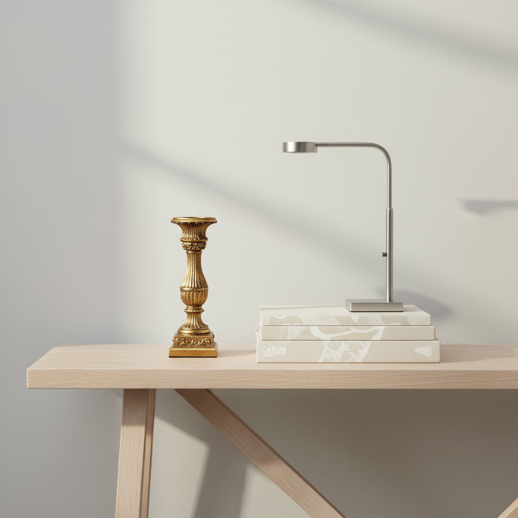 Classic Roman Column Antique Gold Resin Candle Holder