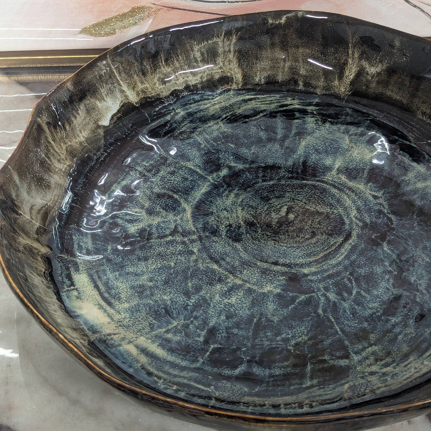 Belia Stoneware Platter Large Brown Platter Distinctive Finish