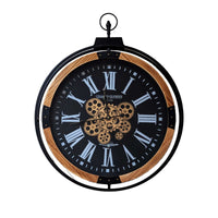 Large 74cm round wall clock exposed metallic gears Australia