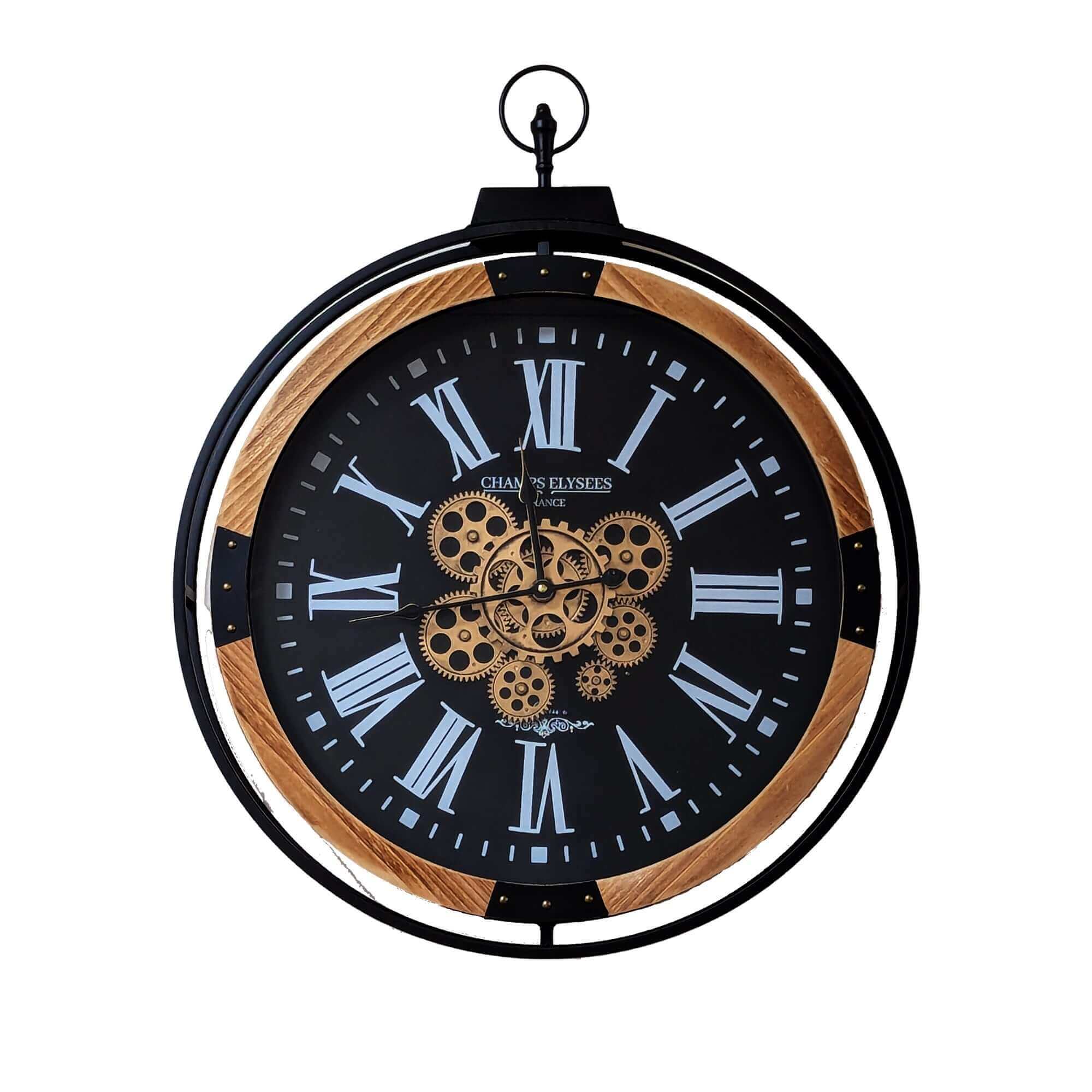 Champs Elysees Industrial Gear Wall Clock 74cm - Black