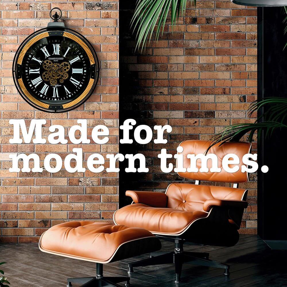 Champs Elysees Moving Gear Wall Clock Black Face Luxury Co