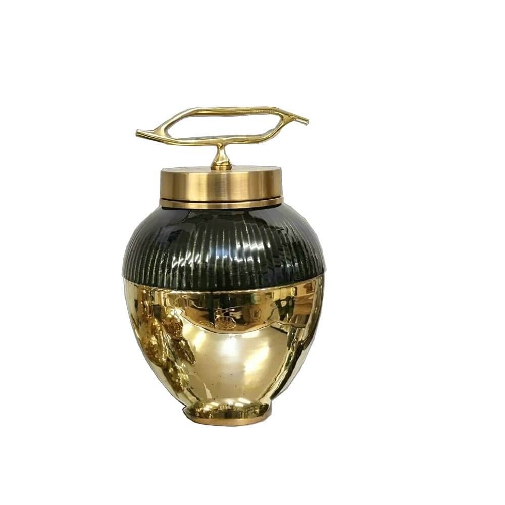 Classic Mosaic Ginger Jar - Gold & Brown Ceramic Decor