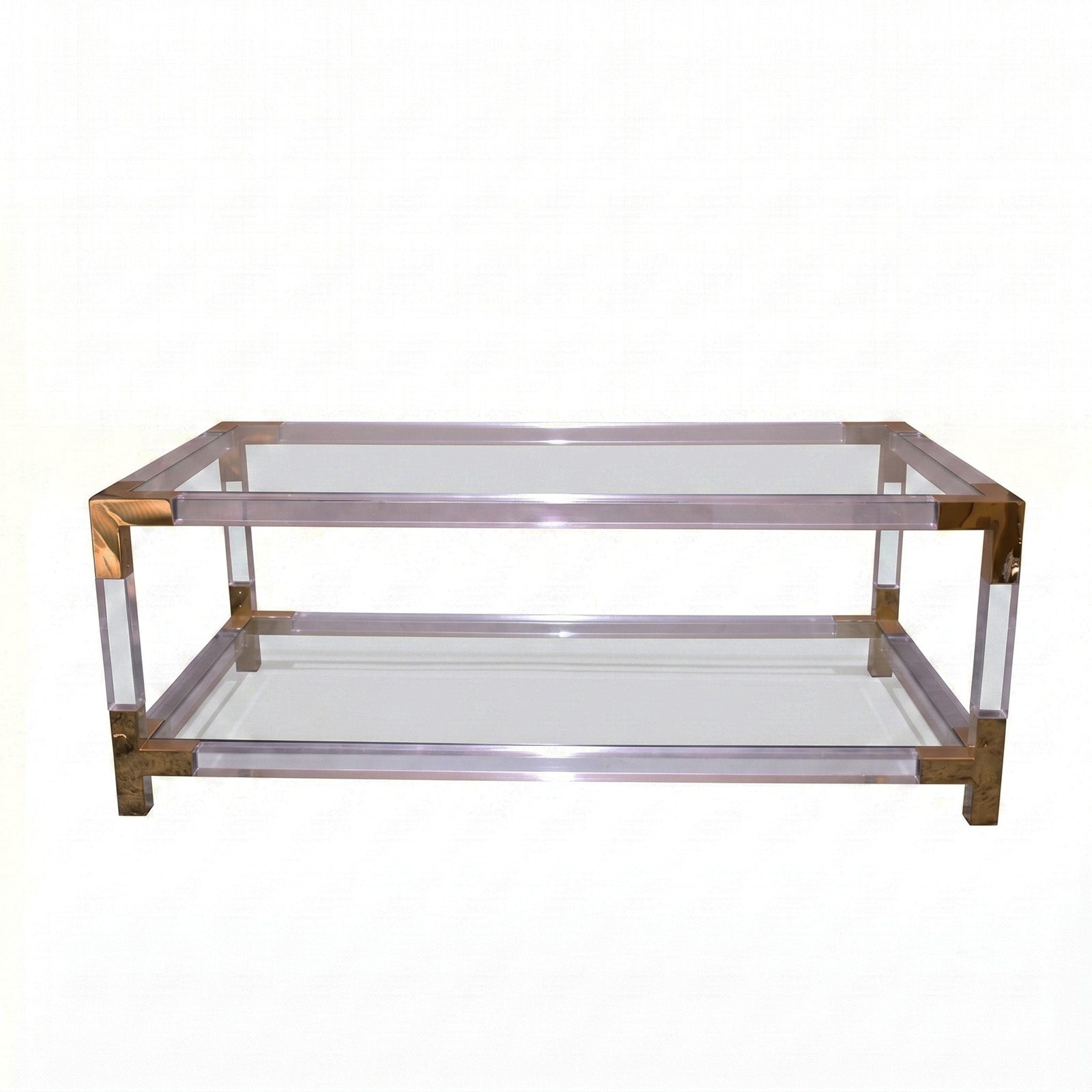 The Claridge Clear Acrylic Modern Coffee Table Gold Accents